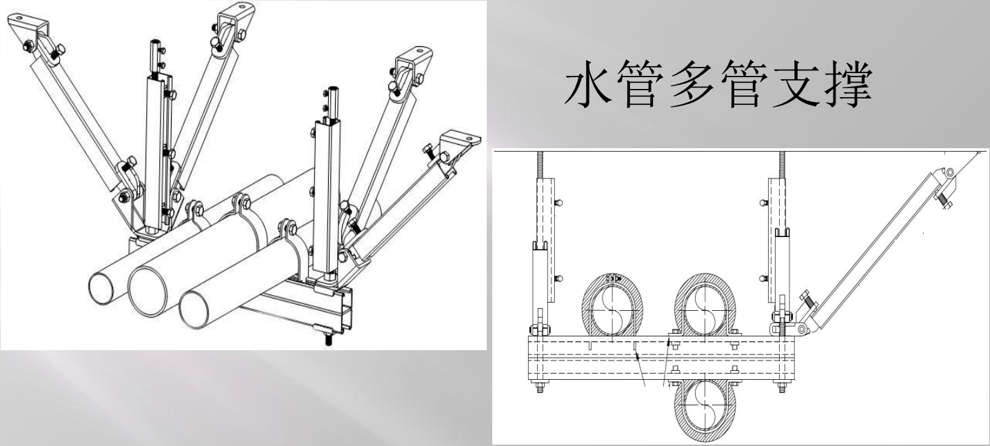 抗震支架水管多管支撐示意圖